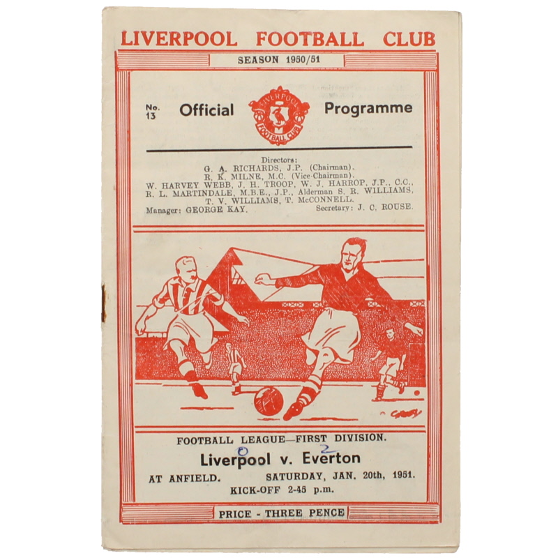 1950-51 Liverpool vs Everton programme football programme for sale