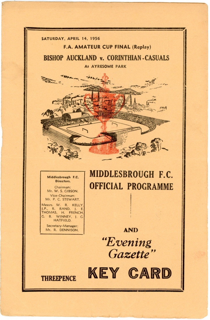 1956 Amateur Cup Final Replay Bishop Auckland vs Corinthian Casuals programme