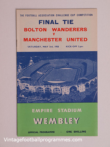 1958 F.A Cup Final Programme, Bolton Wanderers Vs Manchester United ...