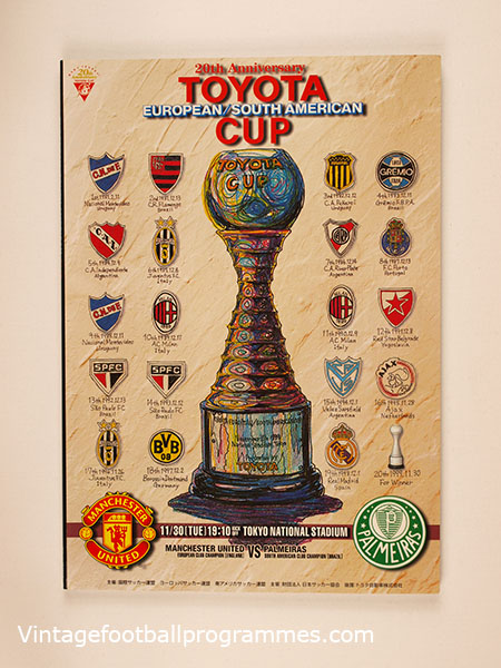 1999 Fifa World Club Champioship (Toyota Cup) Final Programme Manchester  United vs Palmeiras football programme for sale